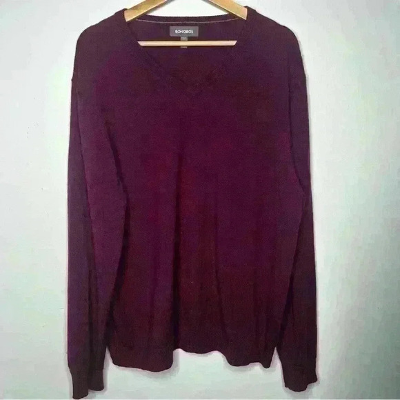 Bonobos Purple Extra Fine 100% Merino Wool V Neck Standard Fit Sweater XL - Picture 1 of 5